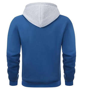 Sweat à capuche bleu pour homme avec capuche blanche, sweat à capuche décontracté, sweat à capuche chaud en polaire, streetwear d'hiver - Product Image 2