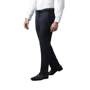 最佳质量经典办公纽扣拉链商务纯色长裤修身直筒棉男裤棉布裤