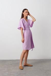 Última moda Casual Wear mujeres Lino Wrap elegante Formal Simple Boho Midi vestido para mujer - Product Image 5