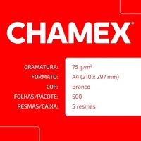 Papier copie Chamex A4 80GSM/75GSM/70GSM Blanc 102-104% Écologique Approvisionnement direct usine France 500 feuilles/ramette Qualité excellente