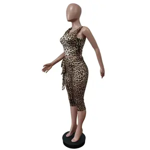 Ensemble de combinaison sexy pour femmes à imprimé léopard, nouvelle arrivée, haut et pantalon - Product Image 3