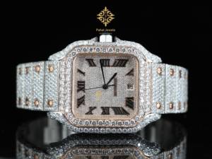 Reloj Analógico Personalizable con Diamante Moissanite de Claridad VVS para Unisex, Estilo Deportivo y de Moda, Caja Cuadrada, Automático, Joyería Fina - Product Image 6