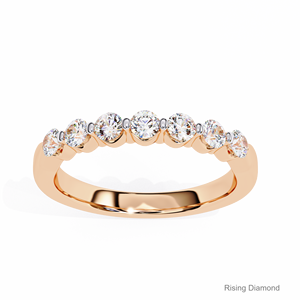 0,52 CTW corte redondo laboratorio cultivado oro amarillo boda banda aniversario regalo media eternidad conjunto con anillos de diamantes CVD - Product Image 5