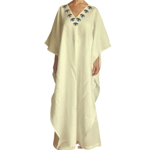 Kaftan bordado hermoso más de moda, ropa tradicional islámica de Dubái, caftán de Color marfil de alta calidad - Product Image 3