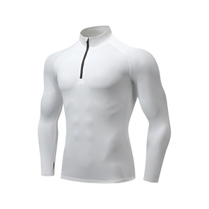 Col montant fermeture éclair sport séchage rapide entraînement hommes printemps course en plein air entraînement décontracté collants à manches longues hommes T-shirt - Product Image 6