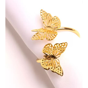 Nouveau Design Élégant Or Papillon Décoratif Rond De Serviette De Qualité Supérieure En Métal Anneau De Serviette Porte-Mouchoirs À Un Prix Raisonnable - Product Image 1
