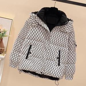 Femmes hiver chaud mi-long mince à capuche fermeture éclair Parkas à manches longues rembourré bouffée veste couleur unie fait peau de mouton coton - Product Image 1