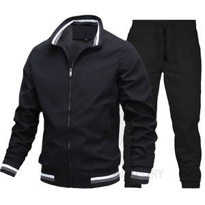 Traje de jogging Logotipo personalizado 100% Poliéster Cremallera completa Ropa deportiva informal Gimnasio Trajes de sudor Chándal para hombres. - Product Image 2