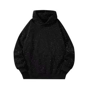 Sweat à capuche unisexe en coton 100% personnalisé avec un design en strass de diamant, vêtements décontractés d'hiver pour hommes - Product Image 1