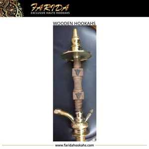 Farida Hookahs Hand Carved Luxury Decorative Rose Wood Shisha Hookahs Mini Egyptian Smoking Design Glass Vase Brass/Mother Pearl - Product Image 3