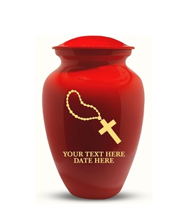 Personalized Human Cremation Urn for Adult Ashes Men & Woman Engraved Brass Urn with Name <b>Date</b> Headstone Shape <b>Red</b> Custom Size - Product Image 2