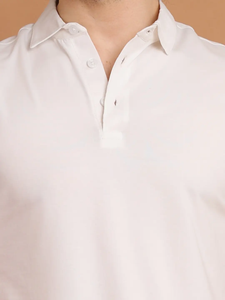 Camiseta básica elegante de media manga para hombre, ropa informal esencial cómoda para el trabajo, salidas sociales, cuello Polo de algodón 100% - Product Image 3