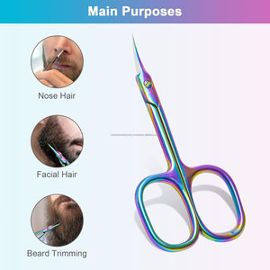 Ciseaux de toilettage en acier inoxydable, finement incurvés, fins et tranchants, avec finition arc-en-ciel, pour la coupe des ongles et des cuticules - Product Image 6