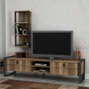 Unidad de TV de nogal de lujo exclusiva del superventas de Turkiye, Panel de madera de estilo de diseño moderno para casa de campo, sala de estar, muebles para el hogar - Product Image 2