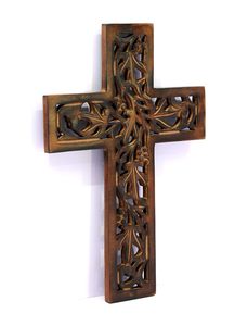 Crucifijo de madera católica con Cruz de Jesucristo para pared, iglesia, capilla, decoración del hogar, madera marrón - Product Image 2