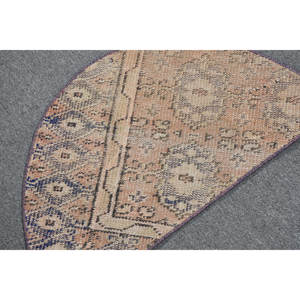 Alfombra de lana turca Vintage de 2,5x1,5 pies, diseño de retales Beige y azul, técnica de tejido plano, respaldo de látex para uso en el pasillo - Product Image 5