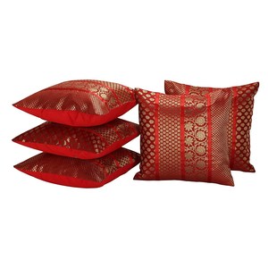 Housse de coussin en satin soyeux doux brocart décoratif indien, taie d'oreiller carrée canapé canapé décor à la maison taie d'oreiller ethnique - Product Image 6