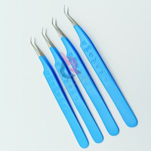 Mango de agarre de corazón, pinzas de extensión de pestañas de acero inoxidable azul cielo de 45 grados para un agarre perfecto de pestañas clásicas y de volumen - Product Image 5