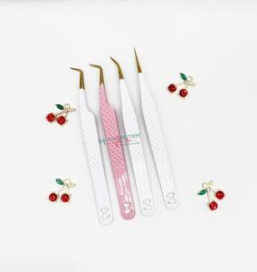 Pinces à cils faites à la main, logo personnalisé, charme fruit et fleur, couleur peinte, acier inoxydable, 90 degrés, pinces à cils fines, fibre - Product Image 2