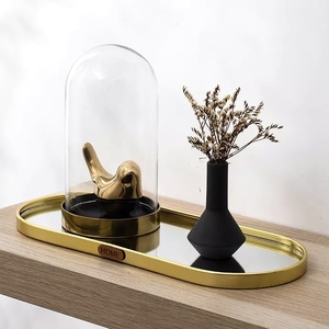 Espejo personalizado de cristal de mesa Simple de lujo metálico de oro de Metal bandeja de servicio para el hogar Hotel restaurante uso - Product Image 4