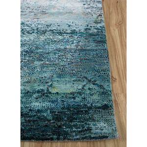 Tapis en laine et soie de bambou noué à la main Kavi Blue, collection Afterglow, motif abstrait pour usage domestique, modèle Eskm-05 - Product Image 4