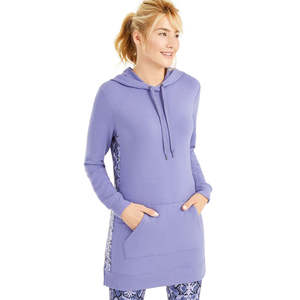 Felpa con Cappuccio Lunga da Donna Ideology, Taglia XL, Viola con Pannelli Stampati, Promozionale - Product Image 1