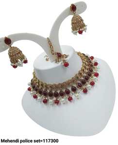 Nuevo diseño chapado en oro tradicional verde perla y Kundan tachonado collar conjunto de joyas para mujer - Product Image 4