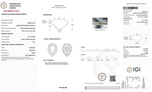Diamante de laboratorio con corte pera, color amarillo intenso, 3.5 quilates, certificado IGI, claridad VS, diamante suelto de laboratorio para anillo. - Product Image 2