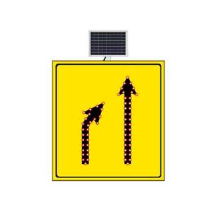Solar-Powered Reflective Traffic Sign 100 X 120 cm Tapering Pathway Left to Right for <b>Roadway</b> Usage - Product Image 1