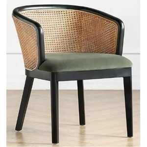 PATIO CHAISE EN BOIS DE TECK ET ROTIN STYLE ANTIQUE - Product Image 1