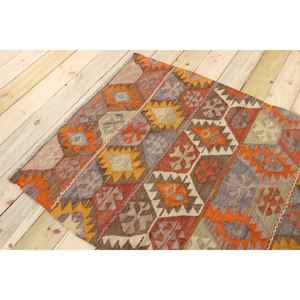Tapis d'appoint vintage 3,5x4,4 pieds, tapis turc en laine ombrée orange - Product Image 4