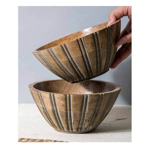 ชามไม้สำหรับใช้ในงานปาร์ตี้ที่ทำจากไม้มะม่วงชามสลัดข้าวมื้อเย็นแบบแห้งเป็นมิตรกับสิ่งแวดล้อม - Product Image 1