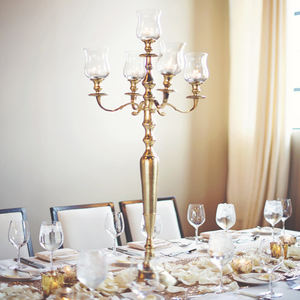 Superior Best Quality <b>Tall</b> Size Metal Aluminum 5 Arm Candelabra Gold Finished Candle Stand for <b>Table</b> Decorate Wedding & Parties - Product Image 2