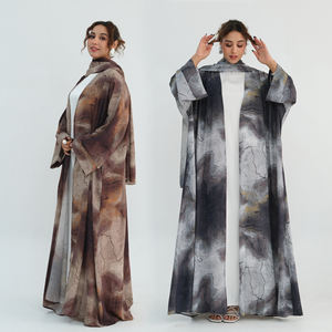 Ensemble <span class=keywords><strong>Kimono</strong></span> Abaya Ouvert en Polyester pour Femmes Loriya 2026, Motif Marbre, Hijab, Vêtement Islamique Modeste, Léger, Séchage Rapide, Tenue Quotidienne Décontractée, EID - Product Image 1