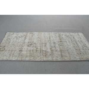 Tapis turc 1,8x4,3 pieds, tapis persan vintage gris en laine - Product Image 3