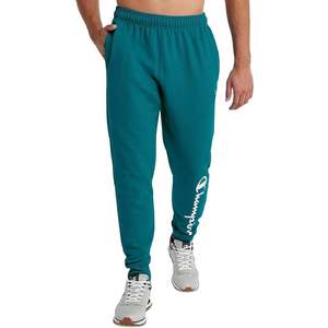 Pantaloni da jogging Champion da uomo in pile Powerblend con grafica, verdi, taglia XX-Large, 100% cotone, leggeri, personalizzabili con logo, lavaggio colorato - Product Image 1