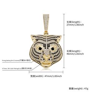 Colgante de cabeza de tigre chapado en oro de latón de lujo con Zirconia cúbica moda CZ exquisita joyería de Hip Hop con forma de Animal para hombres y mujeres - Product Image 2