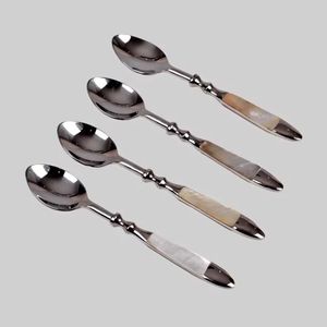 Nouveau style de vaisselle fine et légère en acier avec miroir, couverts en bois très vendus, ensemble de cuillères fourchettes à beurre - Product Image 6