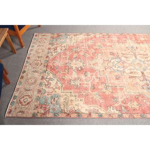 Tapis de 4,9 x 10,5 pieds, tapis turc vintage, tapis rouge géométrique avec éléments floraux - Product Image 4