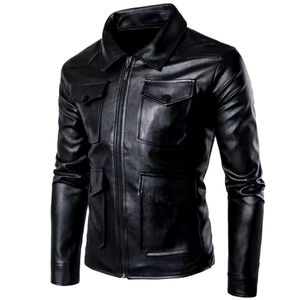 Chaqueta bomber de cuero personalizada para hombre con cuello levantado tela de lona diseño doble para ropa formal de invierno - Product Image 6