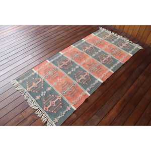 พรมขนาด 2.7x5.7 ฟุต, พรมวินเทจตุรกี, พรมขนสัตว์ลายดอกไม้สีแดง - Product Image 2