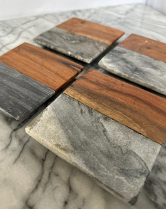 Juego de Posavasos Cuadrados Modernos de Mármol Ecológicos Hechos a Mano de Alta Calidad para Uso en el Hogar, Hoteles y Restaurantes, Color Personalizado - Product Image 3