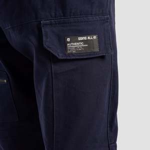 Pantalon cargo urbain bleu marine - 100 % coton, coupe droite oversize, motif coloré, style hip-hop tendance - Product Image 6