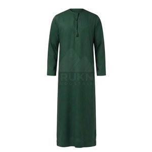 Premium Emirati Kandura <b>Men</b> Classic Arabic <b>Thobe</b> Collarless Design Tassel Detail Regular Fit Long Sleeve Traditional Cotton - Product Image 4