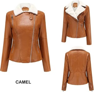 Manteau long pour femme en cuir marron de haute qualité, double boutonnage, doublure en fourrure et ceinture décontractée pour l'extérieur - Product Image 3