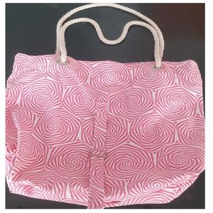 Sacs à main de haute qualité pour femmes 100% pur coton fleur imprimé poignées à rayures nouveau Design de mode Logo personnalisé toile GOTS - Product Image 5