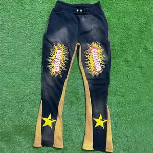 Streetwear vintage unisexe survêtements délavés au soleil pantalon évasé à l'acide pour hommes sweat-shirt respirant sweats à capuche personnalisés - Product Image 3