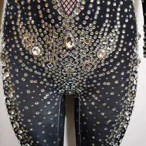 Trajes de club de baile para mujer, monos ajustados sin mangas, ropa de discoteca de lentejuelas brillantes para noche de fiesta - Product Image 6