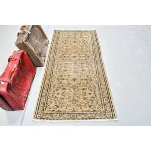 3.1x6.2 ft Eco-Friendly <b>Wool</b> Turkish Rug <b>Brown</b> Patchwork Check Vintage Latex Backed Rug - Product Image 1