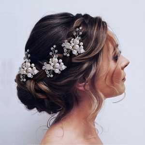 เครื่องประดับศีรษะเจ้าสาว Bridella BHP133-S 3 ชิ้น ประดับมุกและคริสตัลสีเงิน สวมใส่สบาย กระชับพอดี เหมาะสำหรับงานแต่งงาน งานพรอม และงานพิธีการ - Product Image 3